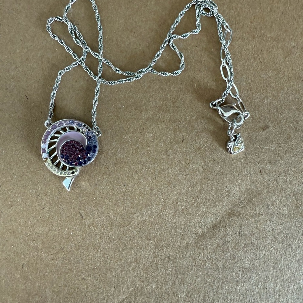 Swarovski Silver and Purple Spiral Necklace